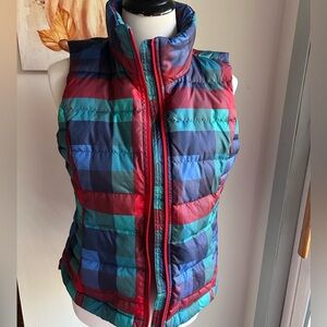 Lands’ End Women’s Plaid Puffer Vest Size SP 6-8